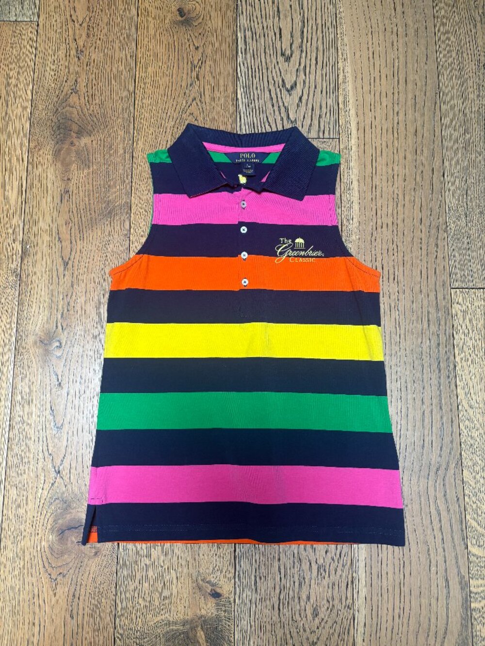 Polo Ralph Lauren Sleeveless Polo Shirt Girl's Large Striped Preppy Greenbrier
